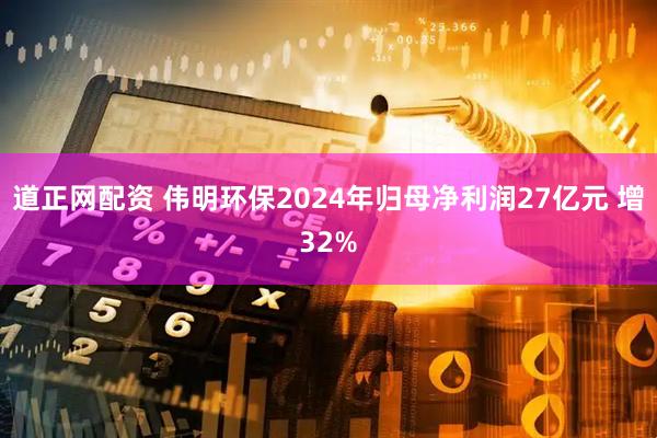道正网配资 伟明环保2024年归母净利润27亿元 增32%